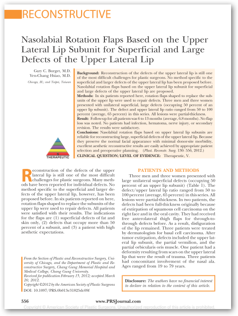 sci 文章刊登,贡献鼻整形鼻重建新方法